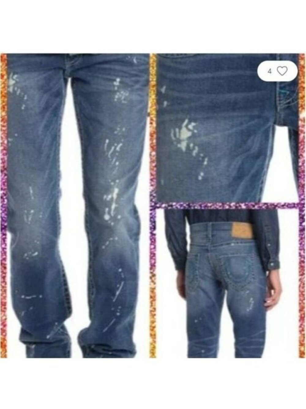 True Religion Men's Jupiter Rain Big T Sz 34 NWT